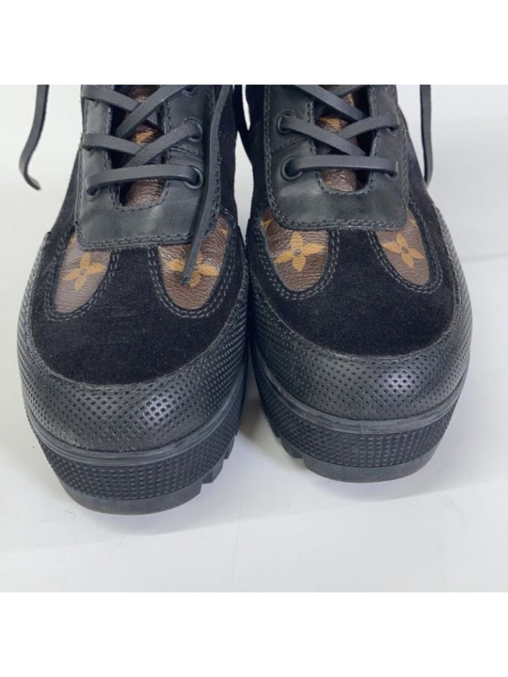 Louis Vuitton Monogram Canvas Suede Ankle Boots 36.5 Brown Black - Picture 5 of 8